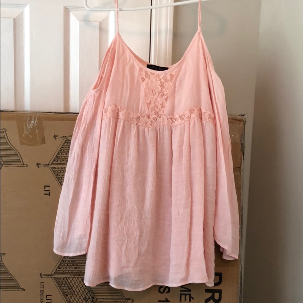 Pink boho off the shoulder dress